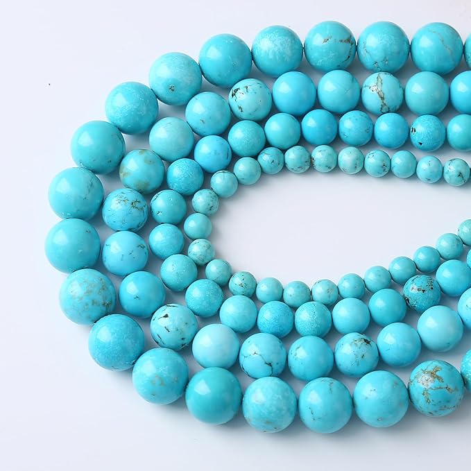 6mm 60pcs A+ Natural Blue Turquoise Beads Round Spacer Loose Stone Beads for Jewelry Making DIY Bracelet Necklace Accessories