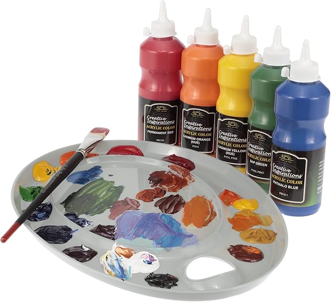 Creative Inspirations Acrylic Paint - Orange Yellow - 500 mL Bottle - Smooth & Creamy Consistency, Vibrant Pigmentation, Great Coverage for Artists - Clean Up with Soap & Water