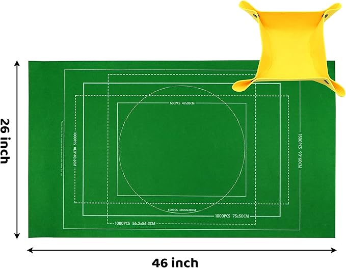 Portable Puzzle Mat Roll Up - with 9 Glue Sheets, Sorting Trays, Hand Pump, Inflatable Tube, and Storage Bag - Perfect for Kids and Adults (Green, 1500pcs)