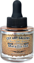 CSY Art Gallery Fast Drying Acrylic Metallic Finish Ink-Liquid Gold Leaf Paint-Calligraphy Inks for Metal, Wood, Plastic, Canvas (Moab Gold)