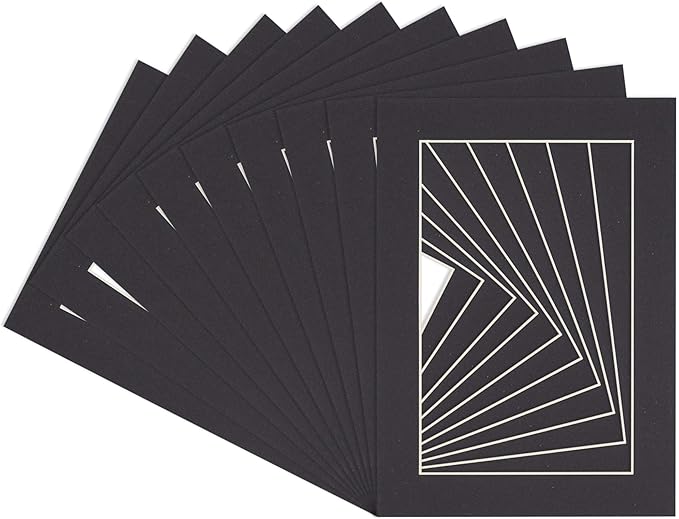 5x7 Mat for 8.5x11 Frame - Precut Mat Board Acid-Free Black 5x7 Photo Matte Made to Fit a 8.5x11 Picture Frame, Premium Matboard for Family Photos, Show Kits, Art, Picture Framing, Pack of 25 Mats