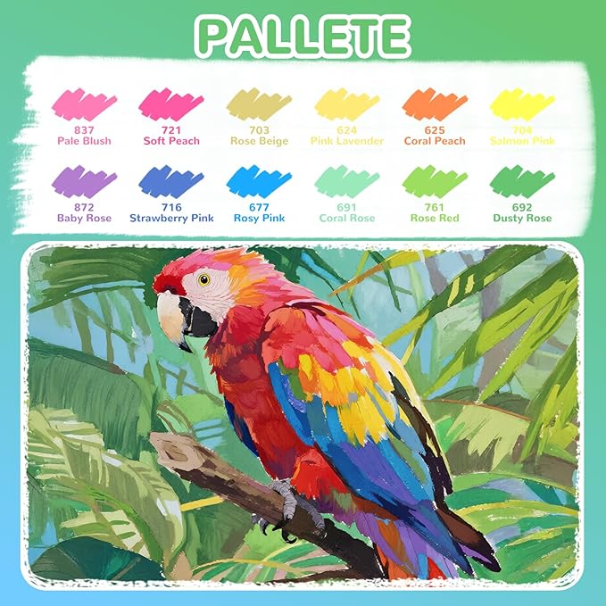 Guangna 12 Macaron Acrylic Paint Markers Set, Brush Tip Acrylic Paint Pens for Rock Painting, Wood, Glass, Paper, Coloring Book, Ceramic, Canvas, Water-Based Ink