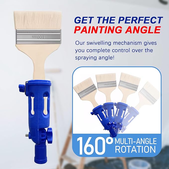 Multi-Angle Paint Brush Extender, 1 PCS Extension Pole Attachments for Paint Brushes and Rollers, with Rotating Head, Great for High Ceilings, Corners, Edges