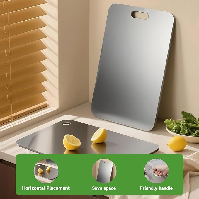 Titanium Cutting Board - 2025 New Upgrade 100% Pure Titanium Cutting Boards for Kitchen Double Sided Non Toxic Cutting Board,Hygiene Durable Dishwasher Safe Chopping Board(L:15.35IN*11.02IN)