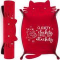 Red Cats Dice Tray Novelty Cat PU Leather Rolling Dice Tray Portable Dice Holder Cute Cat Desk Organizer Funny Gift for RPG, DND Game Players
