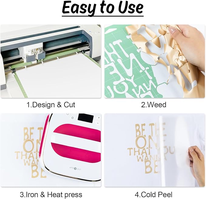 HTVRONT HTV Vinyl Rolls Heat Transfer Vinyl - 12" x 5ft Dark Dold HTV Vinyl for Shirts, Iron on Vinyl for All Cutter Machine - Easy to Cut & Weed for Heat Vinyl Design (Dark Gold)