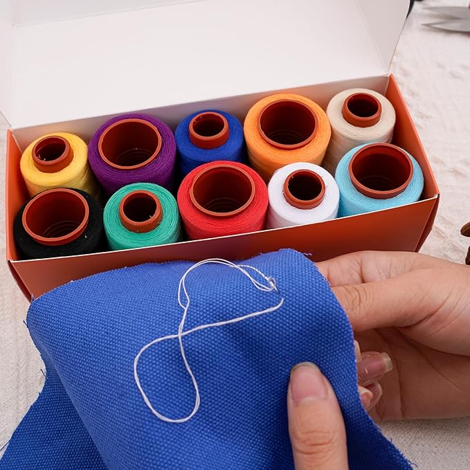Sewing Thread Kit, 10 PCS, All Purpose Sewing Thread 40wt, Assorted Colors Each 800 Yards of Polyester Threads for Sewing Machine, Hand Stitching, Quilting, Serger (Bright Color Series)