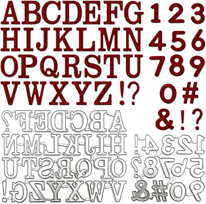 Letters and Number Metal Cutting Dies for Card Making,Uppercase Letters and Arabic Numerals Embossing Cuts Die for Scrapbook Album Decoration