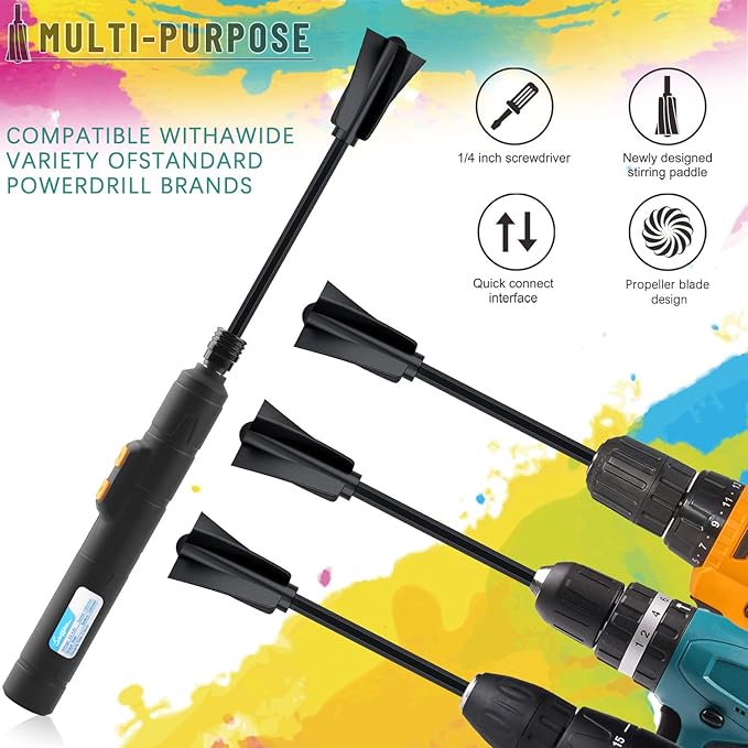 Suzzam Resin Mixer Paddles, 6 pcs Plastic Epoxy Mixer for Drill Paint Stirrer for Drill, Reusable Multipurpose for Resin Mixing, Paint Mixing