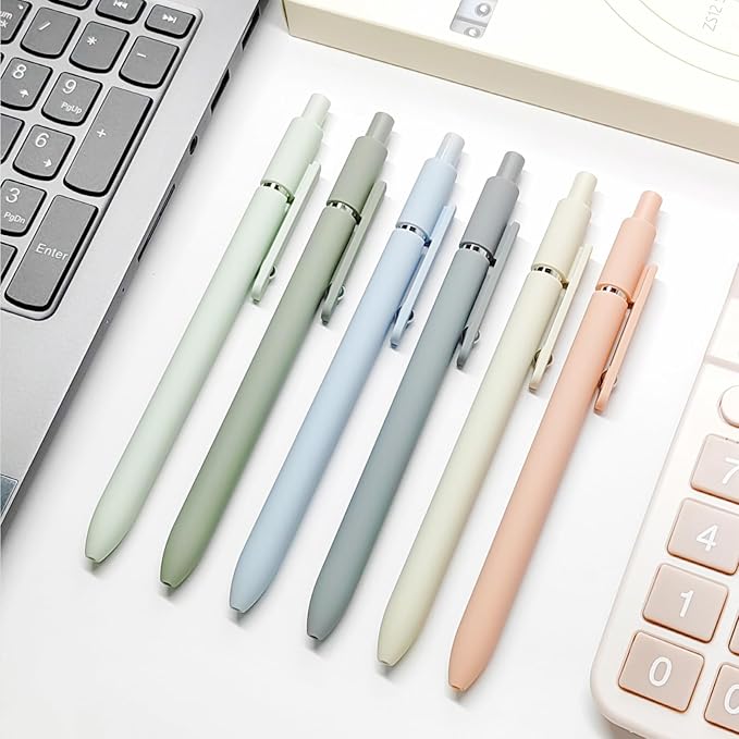 6 Pcs Gel Pens 0.5mm Quick Dry Black Ink Pens Fine Point Smooth Writing Pens, Cute Office and School Supplies Gifts for Women Teacher Students (6 Pcs Morandi Silver)