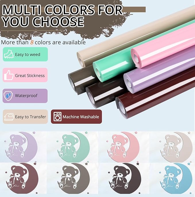 HTVRONT Puff Vinyl Heat Transfer -10" x 6ft Coffee 3D Puff Heat Transfer Vinyl for T-Shirt- Puff Htv Vinyl for Compatible with Cricut Cutting Machine-Easy Cut/Weed