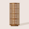 XIMN 360° Rotating Bamboo CD/DVD Shelf - 6-Tier Space-Saving Media Storage Cabinet for Movies, Organizer with Super Compact Design (Walnut, 4 Tier)