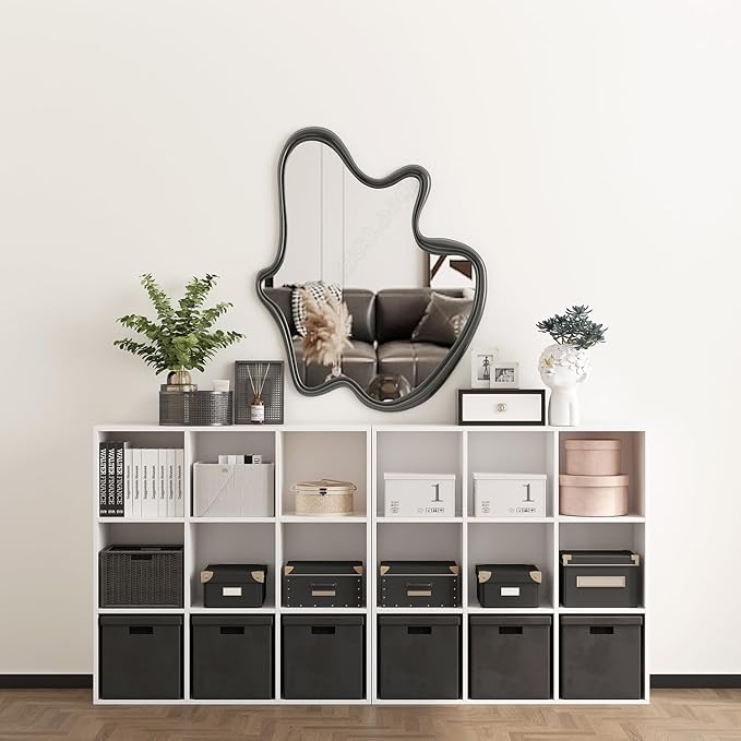 Wooden 9 Cube Storage Organizer with Closed Back Panel,White Cube Shelf Heavy Duty Cubby Storage Organizer with Compartments for Living,Display Shelf,Bookshelf