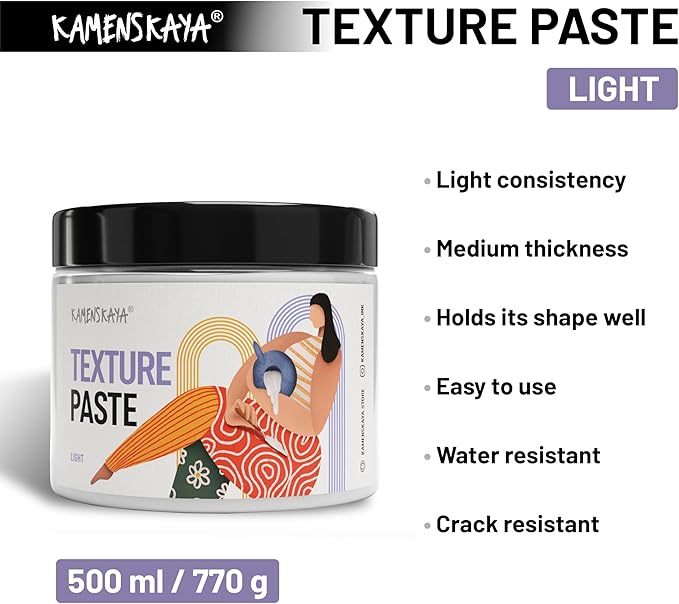 KAMENSKAYA Light Texture Paste - Modeling Paste Acrylic Medium - 16.9 fl oz (500 ml)