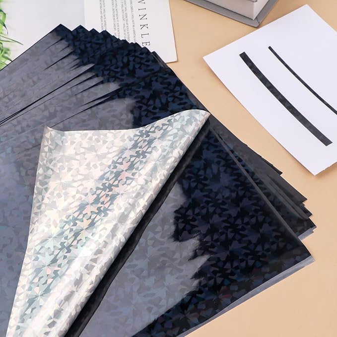 Briartw 50 Sheets Black Gemstone Toner Reactive Foil - Per Sheet 20x29cm (7.9 x 11.4 inch)- Metallic Finish for Laser Printers & Laminators - Ideal for Printing,Cardmaking,Scrapbooking,DIY Projects