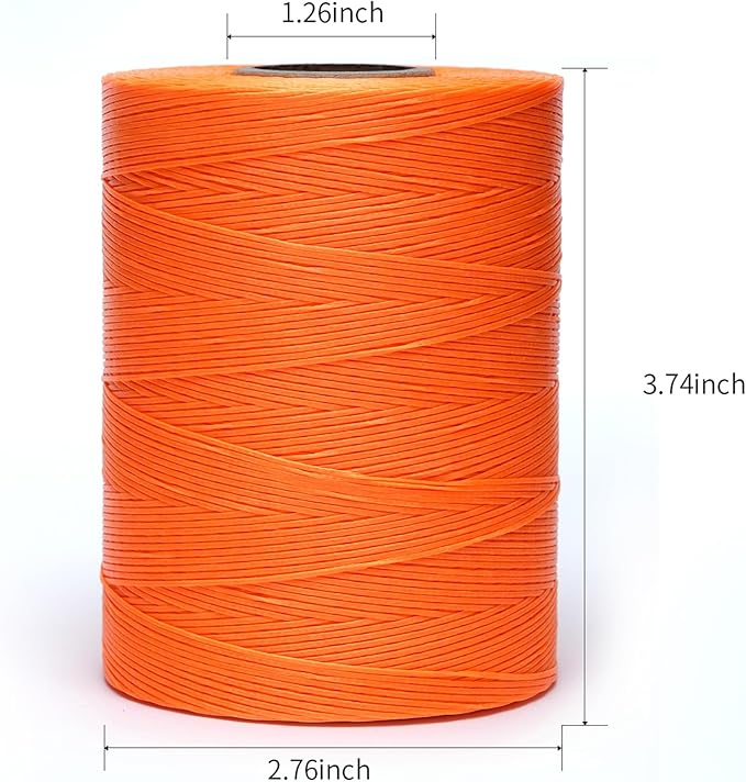 Waxed Thread,852Yards 150D 0.8mm Flat Polyester Wax Thread for Hand Sewing Leather Craft DIY Projects Shoes Repair Book Binding(Yellow Orange)