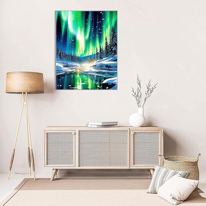 Aurora Stamped Cross Stitch Kits - Landscape Counted Cross Stitch Kits for Beginners Adults Needlepoint Cross-Stitch Patterns Dimensions Needlecrafts Embroidery Kits Arts and Crafts