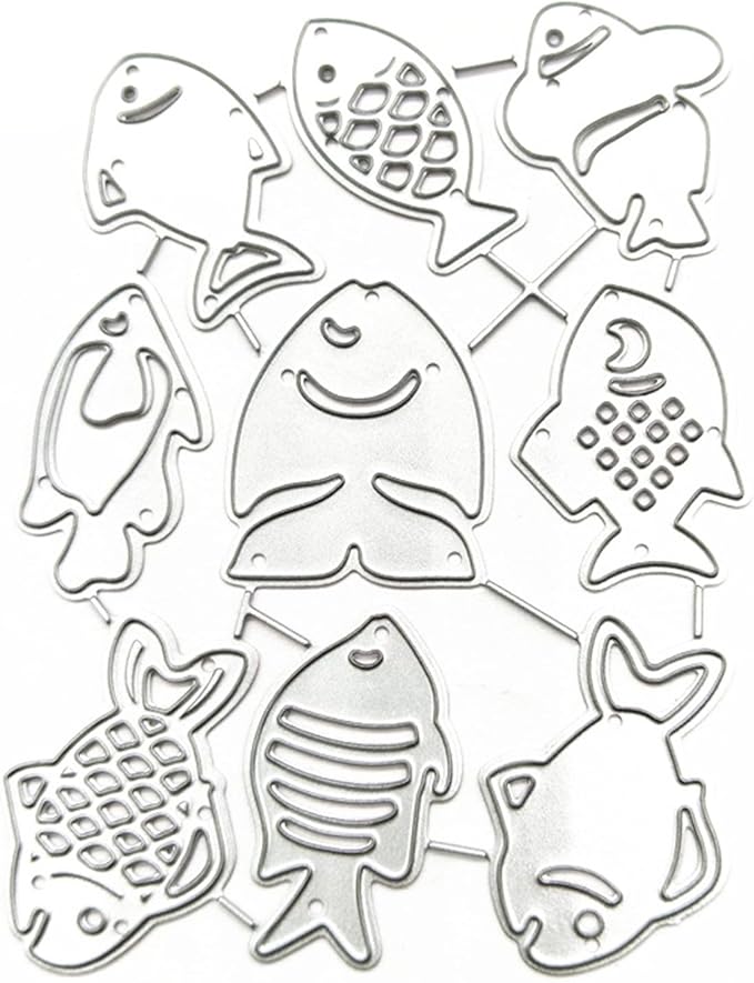 Cutting Dies Metal Stencils Scrapbooking Tools DIY Embossing Template for Paper Card Making Album Arts Crafts Supplies (9 Mini goldfish-10.3x7.4cm)