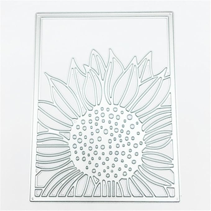 Mvchifay Cutting Dies for Card Making Metal Die-Cuts Scrapbooking Tool Hollow Frame DIY Craft Punch Template Embossing for Paper Album Decor (Sunflower Frame-12.6x9.8cm)