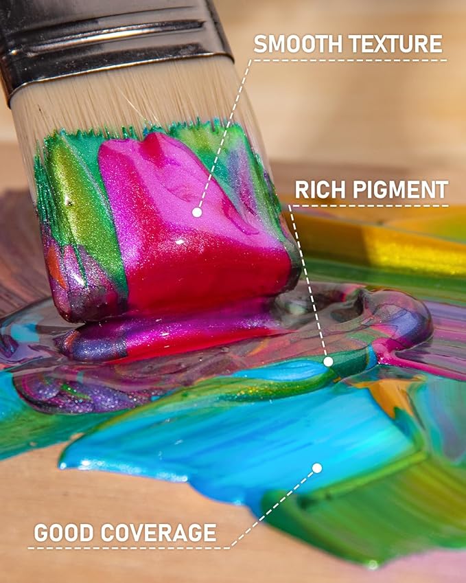 Nicpro Iridescent Pink Acrylic Paint, 8.45oz / 250ml Large Bottle Pink Metallic Acrylic Paint, Color Shifting & Non-Toxic Art Painting Supplies For Craft Canvas Fabric Rock Wood Ceramic Metal
