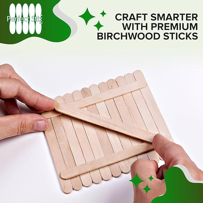 Perfectware Wooden Craft Sticks, 4.5 Inch, 3000 Count, for Salon Waxing, Ice Cream, School Projects, Hair Removal, Art Supplies, Coffee Stirring