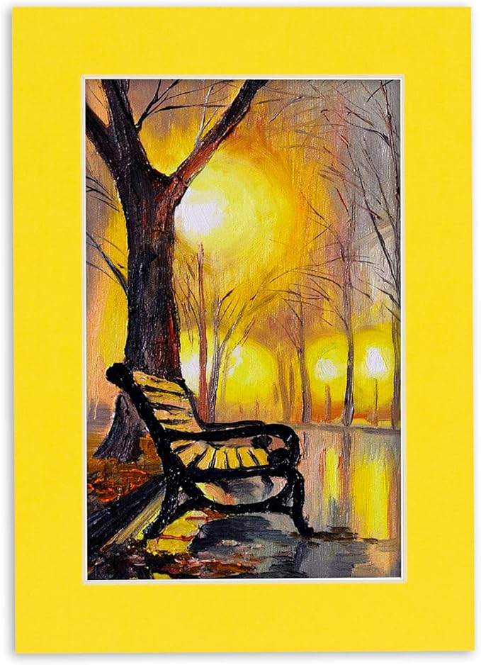 5x7 Mat for 8.5x11 Frame - Precut Mat Board Acid-Free Yellow 5x7 Photo Matte Made to Fit a 8.5x11 Picture Frame, Premium Matboard for Family Photos, Show Kits, Art, Picture Framing, Pack of 10 Mats