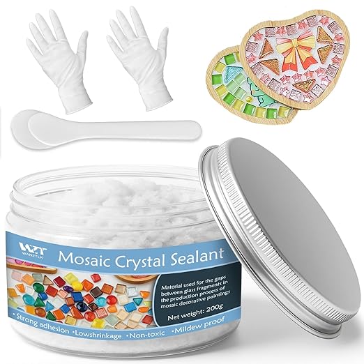 Professional Mosaic Grout for Crafts White - Quick-Dry Crystal Tile Grout with Contrast Color Technology, DIY Art Supplies for Mosaic Glass Decor, Handmade Gifts & Home Improvement Projects