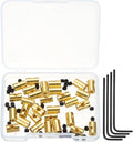 MECCANIXITY 30 Pcs Metal Locking Pin Backs, Locking Pin Keepers Locking Clasp 9mm(H) with 4 Wrench Replacement in Storage Case for Badge, Brooch, Gold Tone