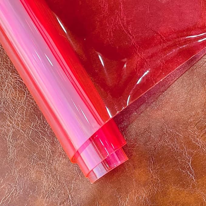 HYANG Dark Hotpink Transparent PVC Super Clear Holographic Vinyl Faux Leather Sheets 1 Roll 12" x 47" (30cm x 120cm) for DIY Bows Earrings Bags DIY Crafts Making