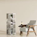 YOWOS Rotating Bookshelf Tower, 360 Display Spinning Bookcase, Bamboo Bookshelf Floor Standing Storage Rack, Wood Narrow Book Shelf Organizer for Kids&Adults (White, 4 Tier)
