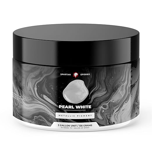Spartan Epoxies Metallic Pigment Powder for Epoxy - 30 Unique Colors, 4oz for 1 Gallon and 12oz for 3 Gallons of Clear Epoxy, Made in The USA (Pearl White, 12oz (135 Grams))