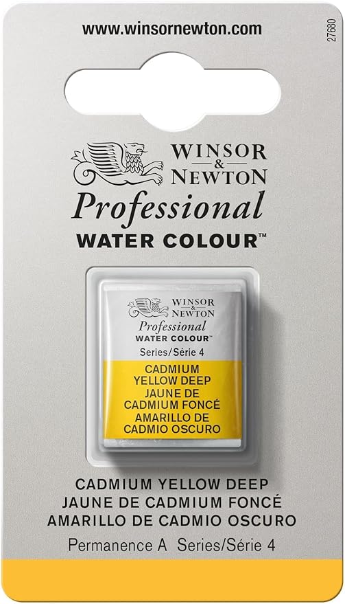 Winsor & Newton Professional Water Colour Paint, Half Pan, Cadmium Yellow Deep