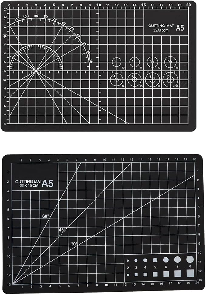A5 Self-Healing Cutting Mat, Small Cutting Mat, Professional Double Sided Durable Cuttings Mats, Great for Hop Scrapbooking, Quilting, Fabric, Sewing Craft Projects (Black, A5)