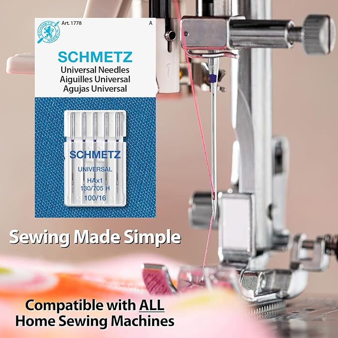 SCHMETZ Universal Sewing Machine Needles - Heavy Duty Multi Purpose Sewing Needle, Size 100/16, 5-Needle Card, Pack of 5
