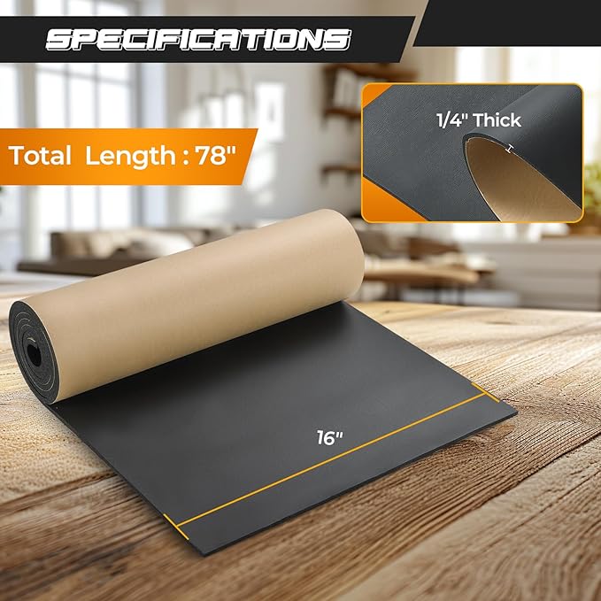 NATGAI Sponge Neoprene with Adhesive Foam Rubber Sheet 1/4” Thick X 16” Wide X 78” Long, Cut to Multiple Dimensions and Lengths - DIY, Gaskets, Cosplay, Costume, Crafts
