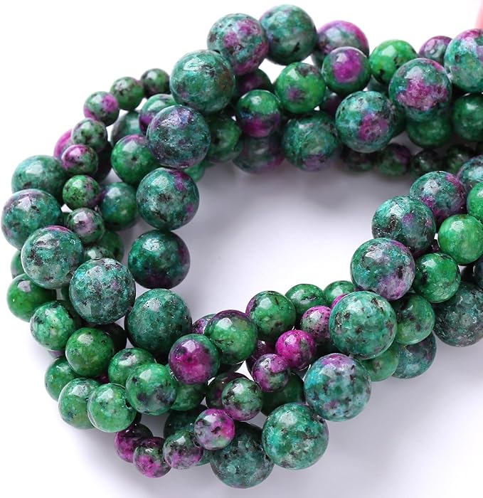32pcs 12mm Natural Epidote Zoisite Stone Beads for Jewelry Making DIY Bracelet Necklace Accessories 15" Energy Healing Power Stone Beads