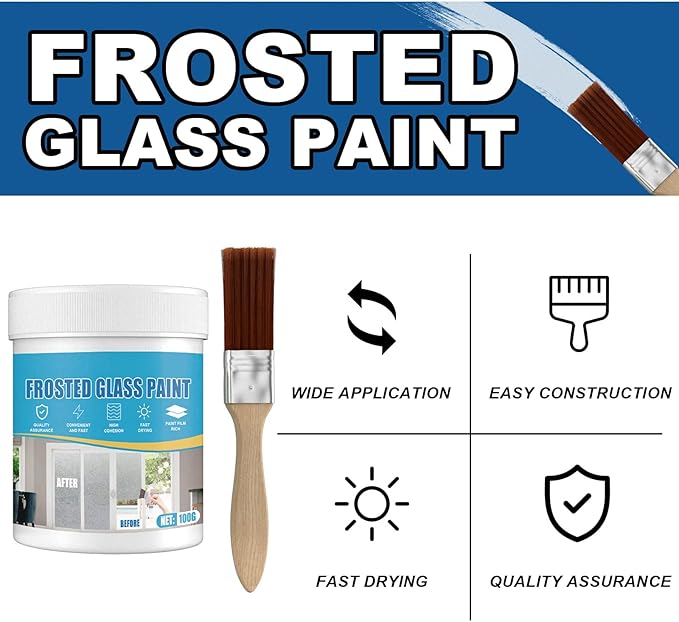 Frosted Glass Paint, 2Pcs Matte Hazy Spray, Door and Window Shading, UV Resistant, Waterproof, for Baby, Indoor-Outdoor, 1 Can, 2 Brushes