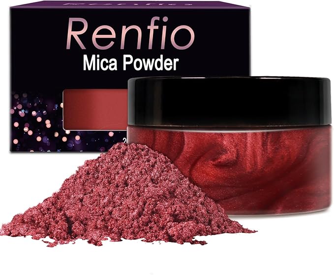 Renfio 100g Mica Powder Pigment Natural Fine Powdered Pigments Pearl Shimmer Epoxy Resin Dye for Painting Soap Making Slime Bath Bombs 3.5 Oz - Rust Red