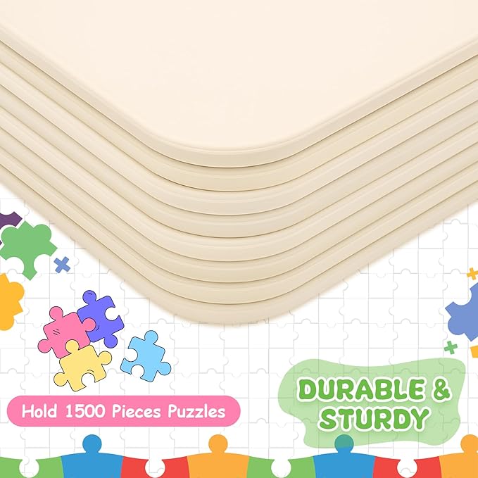8 Pcs 15'' x 10.5' Extra Large Puzzle Sorting Trays Stackable Puzzle Trays for Sorting Piece Sorter Jigsaw Storage Accessory for 2000/3000/5000/6000 Pieces(Beige)