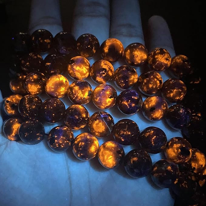 4MM 180pcs Natural Flame Yooperlite Stone Energy Beads Round Loose Beads for Jewelry Making DIY Bracelet Necklace 2 Strands 32"