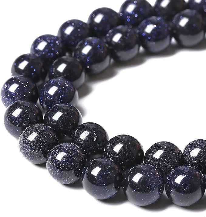 180PCS 4mm Blue Sandstone Gemstone Beads Beads Natural Stone Round Loose Beads for Jewelry Making DIY Bracelet Necklace 32" 2 Strands