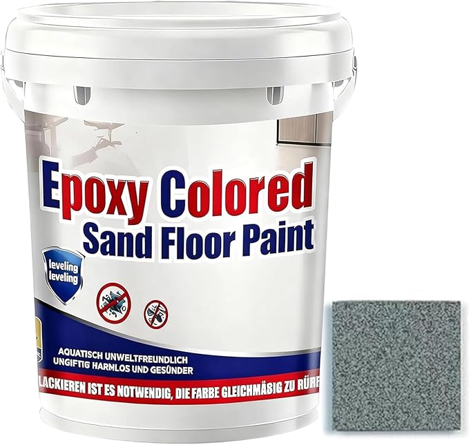 Epoxy Colored Sand Floor Paint, Epoxy Floor Paint for Concrete, High Gloss Marble Effect Coating, Waterproof Non-Slip Concrete Paints, Suitable for Indoor/Outdoor Use (Dark Gray,32 oz/1 kg)