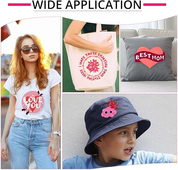 HTVRONT Pink Heat Transfer Vinyl - 13 Sheets Hot Pink HTV Vinyl in 12 Assorted Colors, Red Iron on Vinyl for Cricut & Cameo - Easy to Cut & Weed