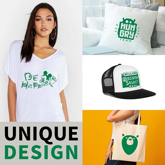 HTVRONT Green HTV Heat Transfer Vinyl - 24 Pack 12"x12" Green Iron on Vinyl Sheets for T-Shirt (1 PTFE Sheet Included), PU HTV Vinyl Easy to Cut & Weed for Heat Design