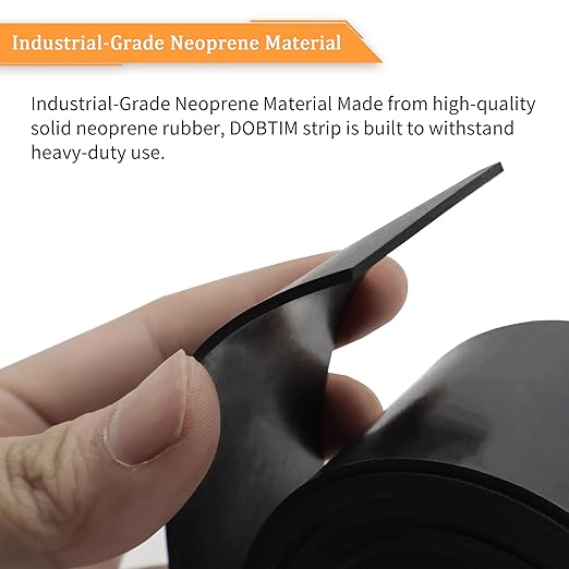 DOBTIM Solid Neoprene Rubber Strips 1/8 (.125)" Thick X 4" Wide X 5' Long, Rubber Strips Use for Gaskets, Sealing, Bumpers, Protection, Abrasion, Warehouse Flooring
