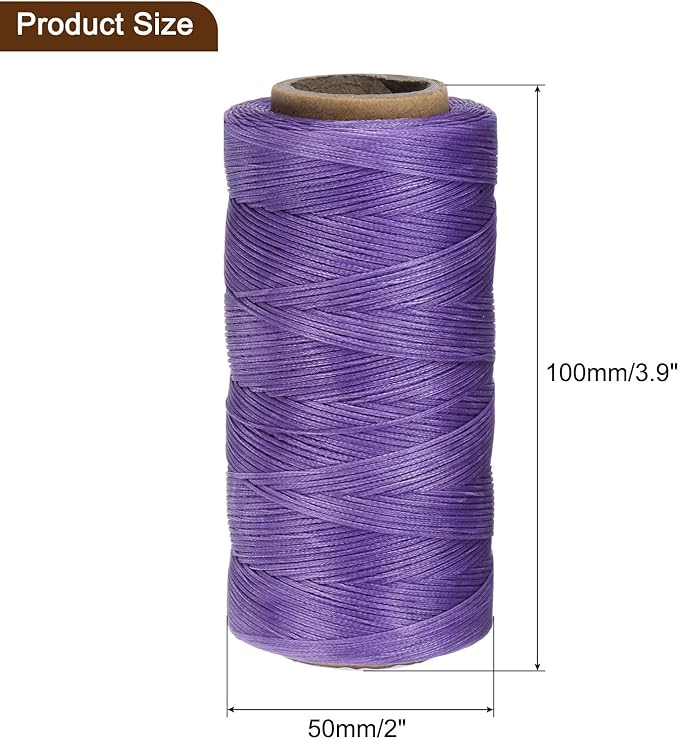 Uxcell 150D 0.8mm Flat Waxed Thread, 284 Yards Polyester, Dark Purple, Leather Sewing Waxed String