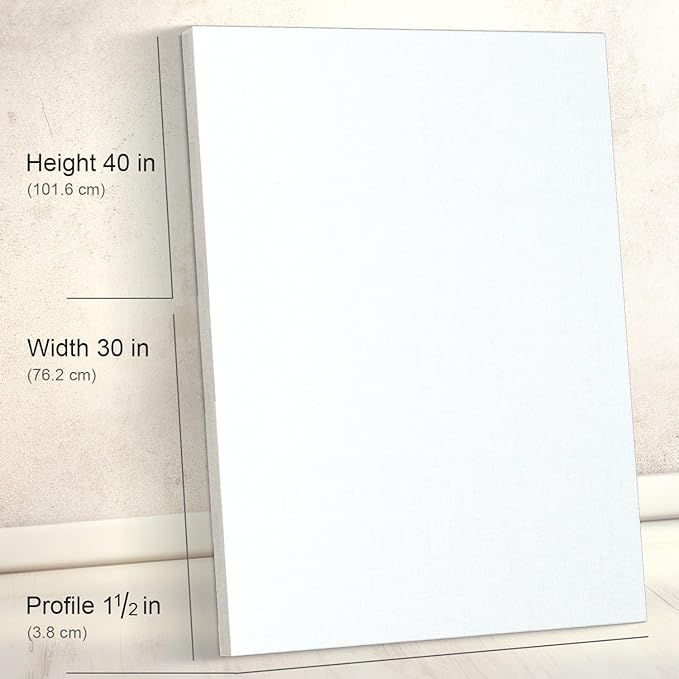 PHOENIX 30x40 Inch 2 Pack Gallery Canvas - 1.5 in Thick Extra Large Canvases for Painting - Deep Edge 100% Cotton 11 Oz. Gesso Primed White Blank Professional Canvas Oil & Acrylic Paints
