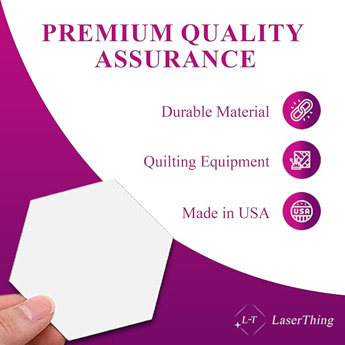 LaserThing Quilting Paper Templates | Handy Tools for Crafting Quilt Patterns | Ideal for Precision Quilting Projects | Includes 1'' Hexagon EPP Set - 600 Pieces