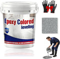 Epoxy Floor Paint, Epoxy Colored Sand Floor Paint, High-Gloss Marble Effect Self-Leveling Coating, Waterproof, Non-Slip, Ultra-Durable for Garage, Basement, Wood Floors (Sesame Gray,8.8Ib)