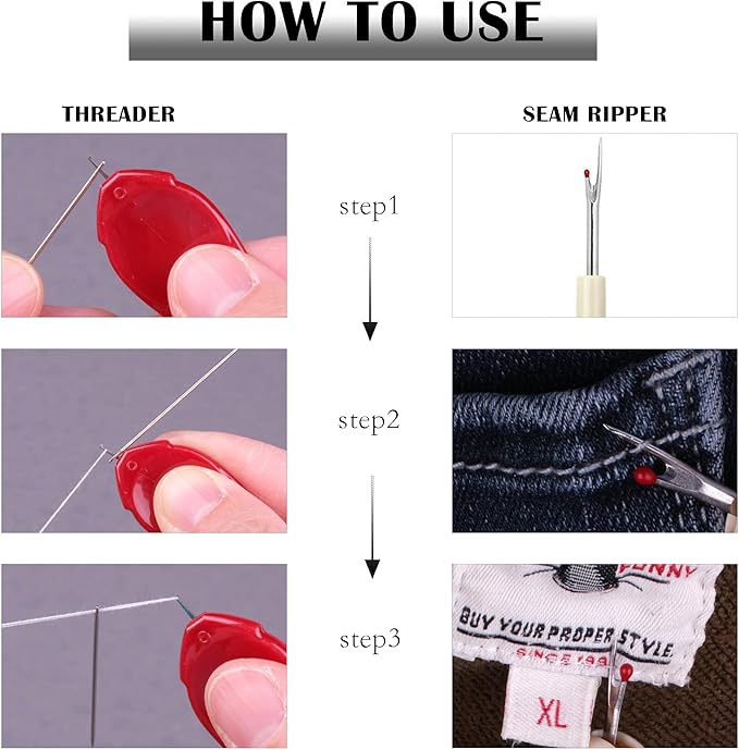meeggrace Needle Threader, Small Needle Eye Threader Tool, Easy Threader for Machine and Hand Sewing, Fast and Precise Threading, Ideal for Needlework, with Transparent Box, 5 Colors in A Box(10PCS)